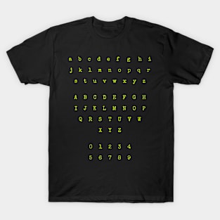 Lemon Green Typewriter Letters and Numbers T-Shirt
